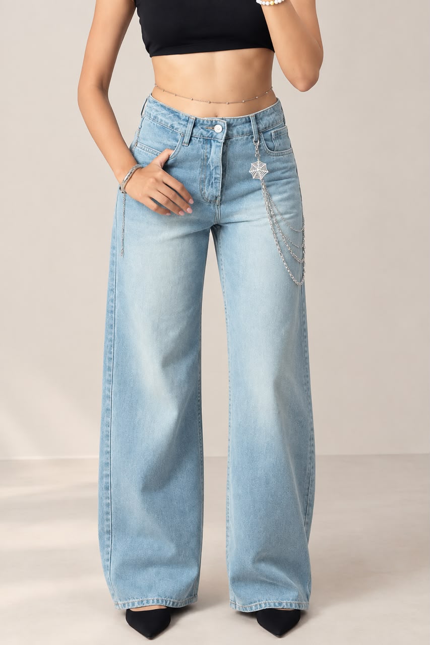 Light Blue Wide-Leg Jeans