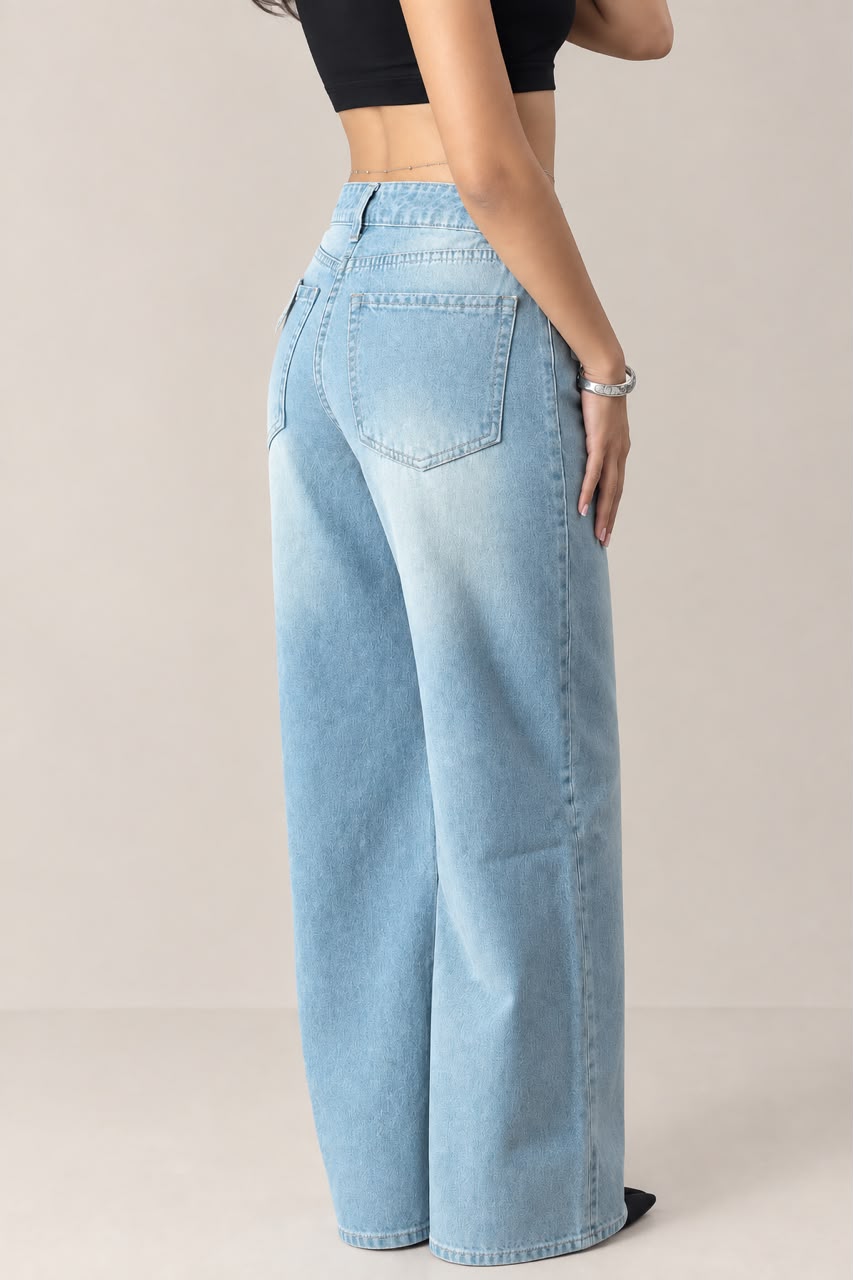 Light Blue Wide-Leg Jeans