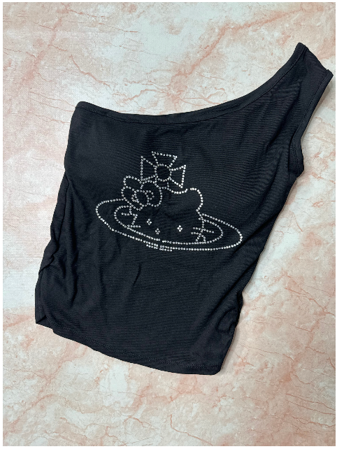 One Shoulder Hello Kitty Tops