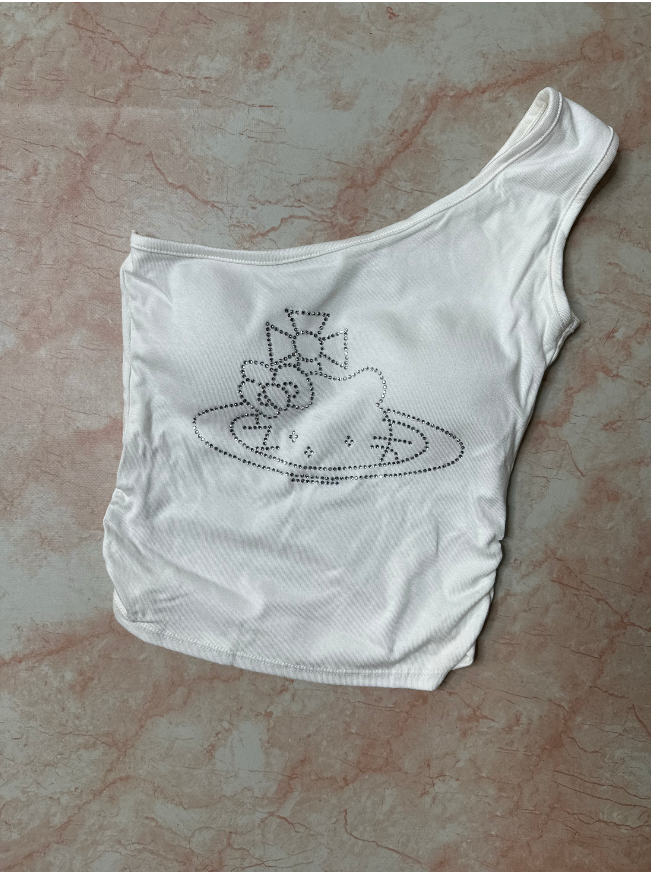 One Shoulder Hello Kitty Tops
