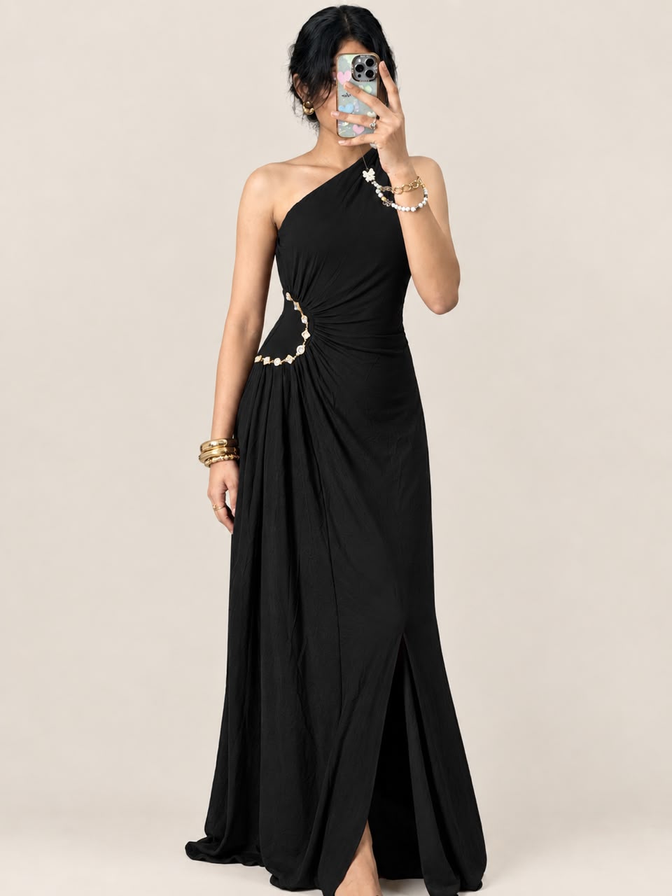 One shoulder Ruched dress