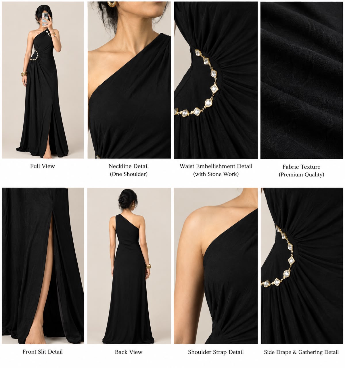 One shoulder Ruched dress