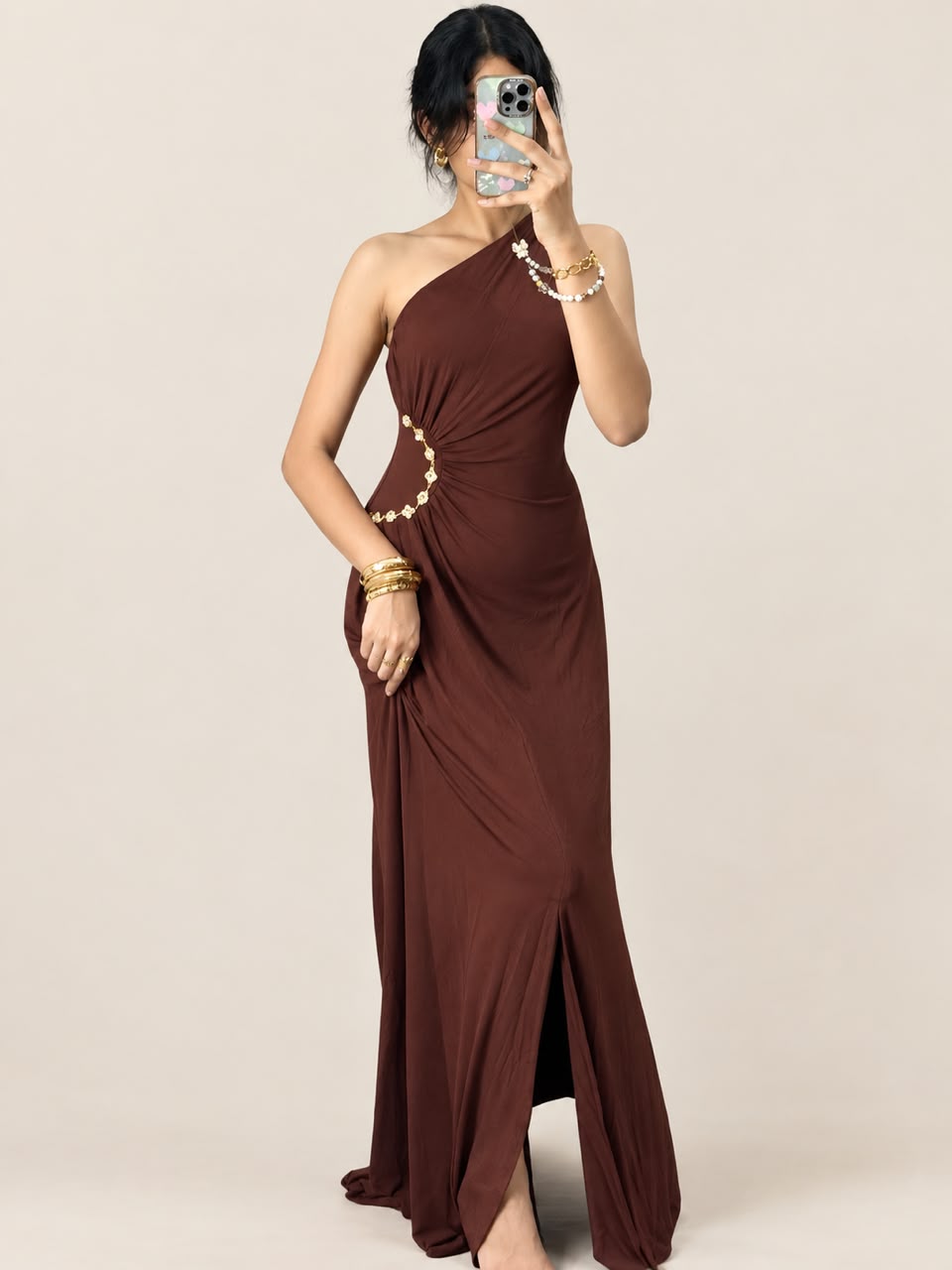 One shoulder Ruched dress